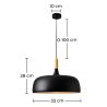 Buy Ceiling lamp in black metal and wood - Cirkas Black 59163 home delivery