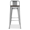 Buy Bistrot Metalix stool Wooden and small backrest - 76 cm Pastel orange 59118 - in the UK