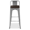 Buy Bistrot Metalix stool Wooden and small backrest - 76 cm Pastel orange 59118 - prices