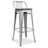 Buy Bistrot Metalix stool Wooden and small backrest - 76 cm Pastel orange 59118 at MyFaktory