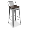 Buy Bistrot Metalix stool Wooden and small backrest - 76 cm Pastel orange 59118 in the United Kingdom