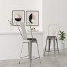 Buy Bistrot Metalix square bar stool with backrest - 60cm Grey blue 58410 - in the UK