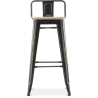 Buy Bistrot Metalix style bar stool with small backrest - 76 cm - Metal and Light Wood Pastel orange 59694 - prices