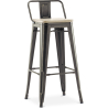 Buy Bistrot Metalix style bar stool with small backrest - 76 cm - Metal and Light Wood Pastel orange 59694 - in the UK