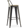 Buy Bistrot Metalix style bar stool with small backrest - 76 cm - Metal and Light Wood Pastel orange 59694 in the United Kingdom