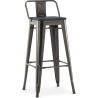 Buy Bistrot Metalix style bar stool with small backrest - Metal and dark wood - 76 cm Steel 59693 - in the UK