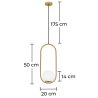 Buy Lucille Hanging Lamp - Metal and Glass Gold 59624 - in the UK
