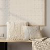 Buy Square Recycled yarn Cushion in Boho Bali Style cover + filling - Chloe White 60214 - in the UK