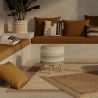 Buy Pouffe Stool in Boho Bali Style, Wood and Cotton - Isabella Bali Ivory 60262 in the United Kingdom