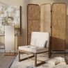 Buy Garden Armchair in Boho Bali Design, Wood and Canvas - Bayen White 60299 - in the UK
