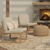 Buy Garden Armchair in Boho Bali Design, Wood and Canvas - Bayen White 60299 in the United Kingdom