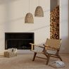 Buy Armchair, Bali Boho Style, Leather and teak wood - Grau Brown 60466 in the United Kingdom