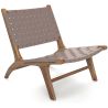 Buy Armchair, Bali Boho Style, Leather and Teak Wood  - Grau Brown 60469 - in the UK