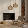 Buy Armchair, Bali Boho Style, Leather and Teak Wood  - Grau Brown 60469 in the United Kingdom