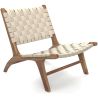 Buy Armchair, Bali Boho Style, Linen and Teak Wood  - Grau Beige 60470 - in the UK