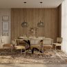 Buy Pack Industrial Wooden Table (200cm) & 8 Rattan and Velvet Mesh Chairs - Wanda Mustard 60593 - in the UK