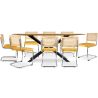 Buy Pack Industrial Wooden Table (220cm) & 8 Rattan and Velvet Mesh Chairs - Wanda Mustard 60596 - prices