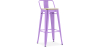 Buy Bistrot Metalix style bar stool with small backrest - 76 cm - Metal and Light Wood Light Purple 59694 - in the UK