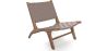 Buy Armchair, Bali Boho Style, Leather and Teak Wood  - Grau Brown 60469 - in the UK