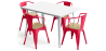 Buy Dining Table + X4 Dining Chairs with Armrest Set - Bistrot - Industrial Design Metal and Light Wood - New Edition Red 60442 - in the UK