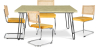 Buy Pack Hairpin Dining Table 120x90 & 4 Black Mesh Rattan and Velvet Chairs - Wanda Mustard 60587 - in the UK