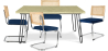 Buy Pack Hairpin Dining Table 120x90 & 4 Black Mesh Rattan and Velvet Chairs - Wanda Dark blue 60587 home delivery