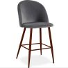Buy Velvet Upholstered Stool - Scandinavian Design - 66cm -  Bennett Dark grey 61287 in the United Kingdom