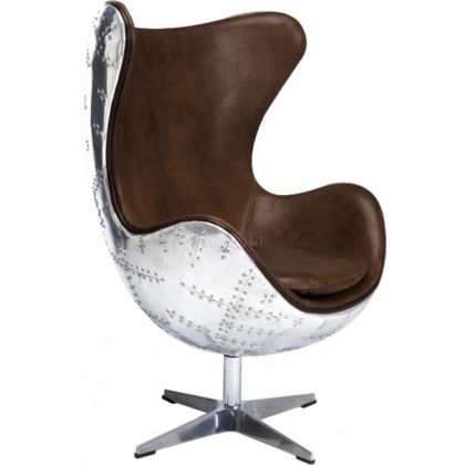 Buy Bold Chair Aviator Armchair - Microfiber Aged Leather Effect Brown 25627 - prices 