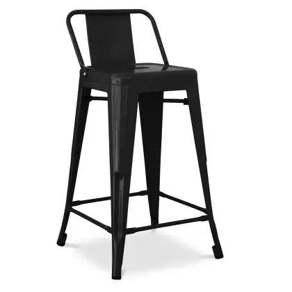 Buy Bar Stool with Backrest Industrial Design - 60cm - Metalix Black 58409 with a guarantee 
