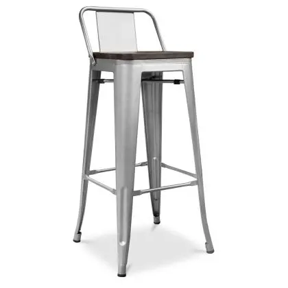 Buy Bistrot Metalix stool Wooden and small backrest - 76 cm Pastel orange 59118 - prices 