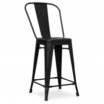 Buy Bistrot Metalix square bar stool with backrest - 60cm Grey blue 58410 with a guarantee 