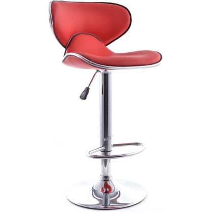 Buy Swivel Chromed Metal Curved Back Bar Stool - Height Adjustable Black 49743 in the United Kingdom 