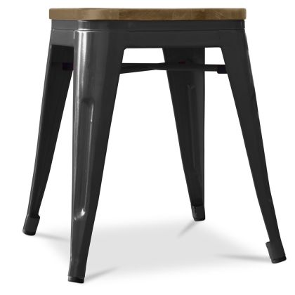 Buy Bistrot Metalix Stool wooden - Metal - 45 cm Pastel yellow 58350 - in the UK 