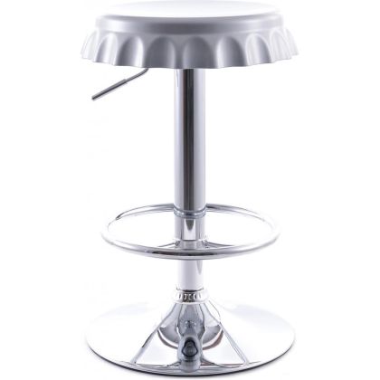 Buy Swivel Chromed Metal Bottle Cap Bar Stool - Height Adjustable White 49737 - prices 