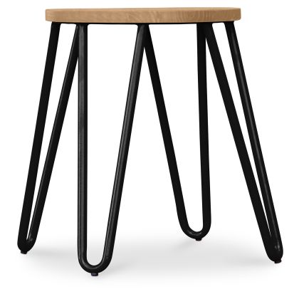 Buy Hairpin Stool - 44cm - Light wood and metal Light grey 59488 home delivery 