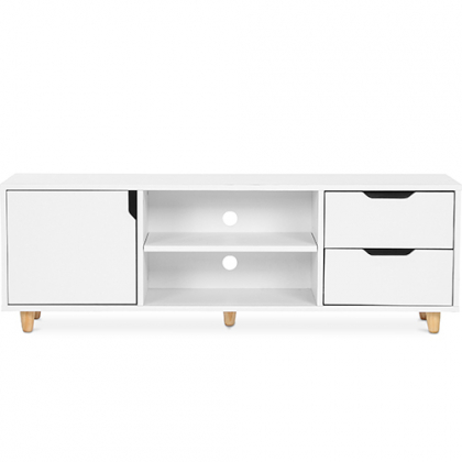 Buy Wooden TV Stand - Scandinavian Design - Wiam White 59663 home delivery 
