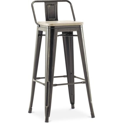 Buy Bistrot Metalix style bar stool with small backrest - 76 cm - Metal and Light Wood Pastel orange 59694 in the United Kingdom 