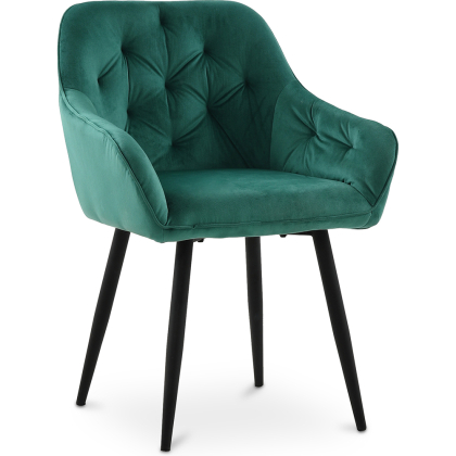Buy Dining Chair with Armrests - Upholstered in Velvet - Carrol Yellow 59998 home delivery
