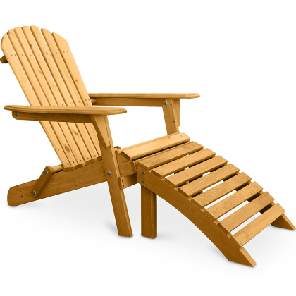 Buy Adirondack long Chair + Footrest Wood Outdoor Furniture Set - Anela Red 60009 - prices 