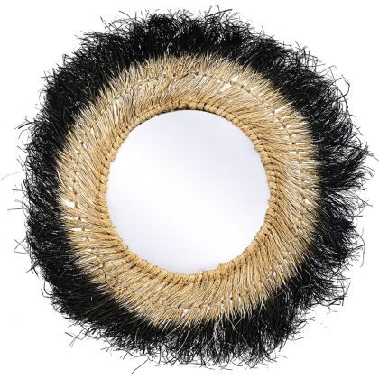 Buy Wall Mirror - Boho Bali Round Design (60 cm) - Melu Natural wood 60059 - in the UK 