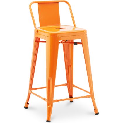 Buy Bar Stool with Backrest - Industrial Design - 60cm - New Edition - Metalix Orange 60126 at MyFaktory 
