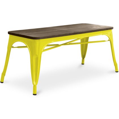 Buy Bench Bistrot Metalix Industrial Metal and Dark Wood - New Edition Yellow 60132 with a guarantee 