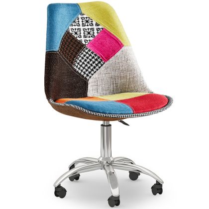 Buy Swivel Office Chair - Patchwork Upholstery - Simona  Multicolour 60621 - in the UK 