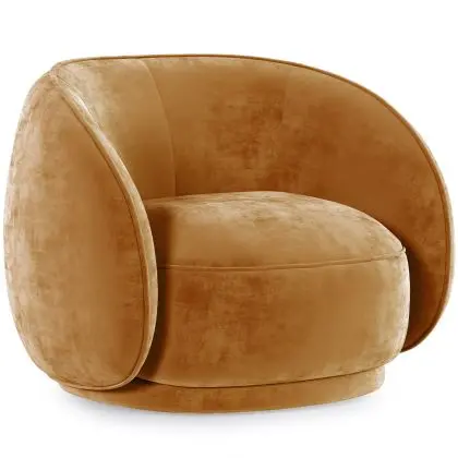 Buy Curved Velvet Upholstered Armchair - William Mustard 60692 in the United Kingdom
