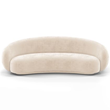 Buy Velvet Curved Sofa - 3/4 Seats - Nathan White 60691 home delivery 