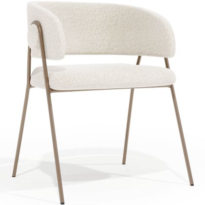 Buy Dining chair - Upholstered in Bouclé Fabric - Manar White 61152 at MyFaktory 