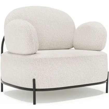 Buy Design armchair - Upholstered in bouclé fabric - Munum White 61156 - prices