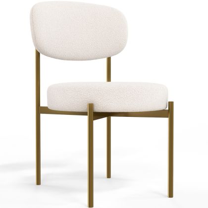 Buy Dining Chair - Upholstered in Bouclé Fabric - Ara White 61165 at MyFaktory 