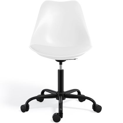 Buy Swivel Office Chair Tulip with Wheels - Black Frame White 61270 - in the UK 