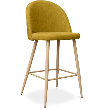 Buy Fabric Upholstered Stool - Scandinavian Design - 66cm - Bennett Yellow 61276 - in the UK 